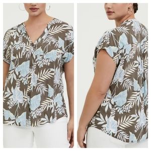 Torrid Taupe & Blue Challis Dolman Blouse Plus Size 5X